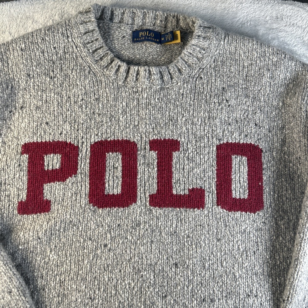 Polo by Ralph Lauren Gray and Red Crew Neck Sweater